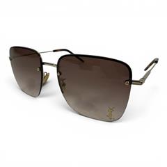SAINT LAURENT SL312M 008 Gold YSL Brown Rectangular Sunglasses 58mm